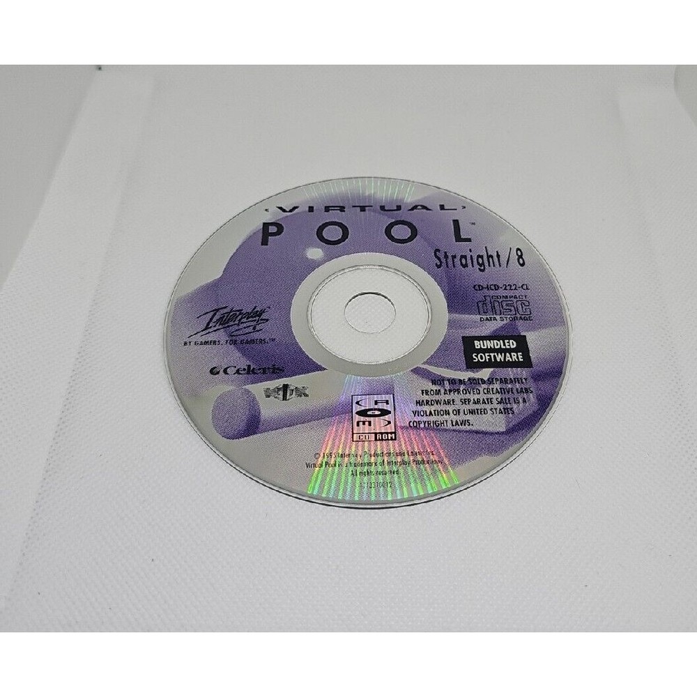 Virtual Pool Straight / 8 (PC, 1995) Game - Disc Only